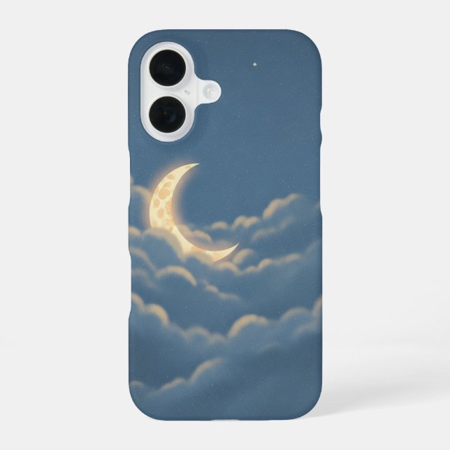 Vintage Moon Among the Clouds iPhone 16 Case (Back)