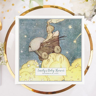 Vintage Moon and Stars Baby Shower Napkin