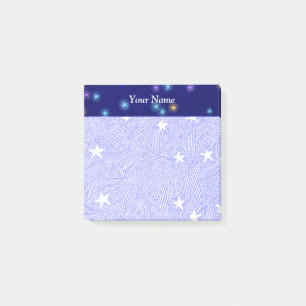 Vintage Moon and Stars Etching Blue Background 3x3 Post-it Notes