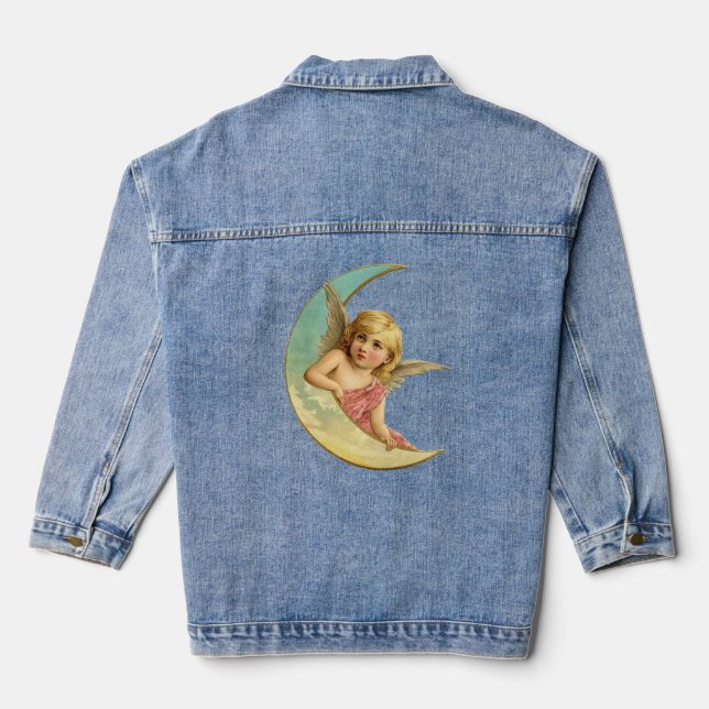 Vintage Moon Angel Denim Jacket (Back)