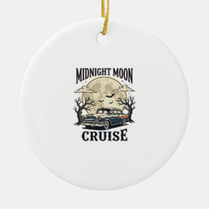 Vintage Moon Car Gothic Classic Auto Halloween Des Ceramic Ornament