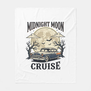 Vintage Moon Car Gothic Classic Auto Halloween Des Fleece Blanket