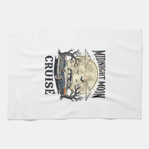 Vintage Moon Car Gothic Classic Auto Halloween Des Kitchen Towel