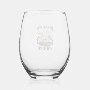 Vintage Moon Car Gothic Classic Auto Halloween Des Stemless Wine Glass