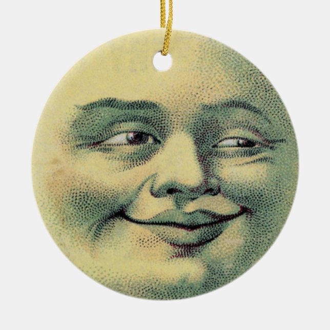 Vintage Moon Ceramic Ornament (Front)