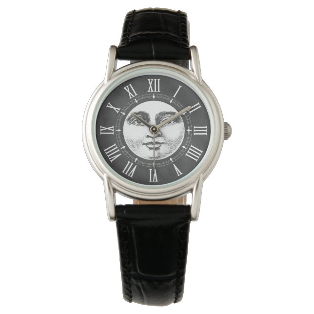 Vintage Moon Face in Chalk White Watch (Front)