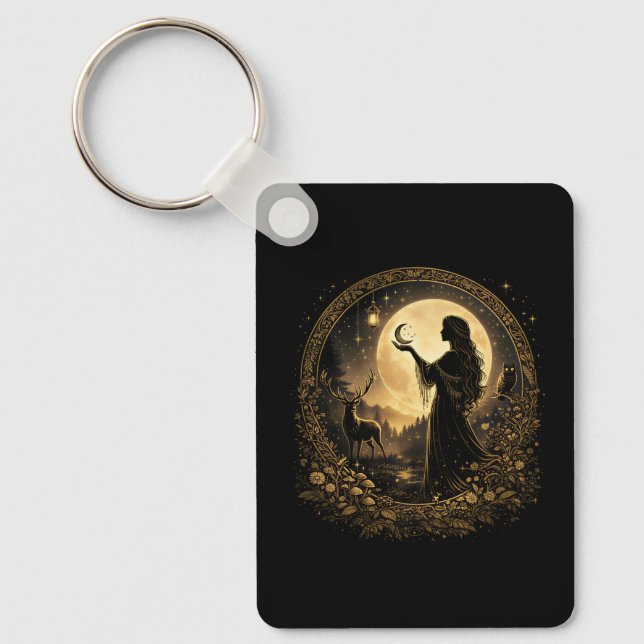 Vintage Moon Goddess Celestial Women Feminine  Keychain (Front)