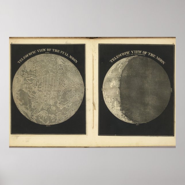 Vintage Moon Illustration Poster (Front)