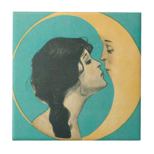 Vintage Moon kissing goddess                       Tile