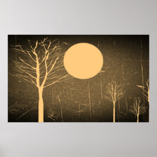 Vintage Moon Night Poster