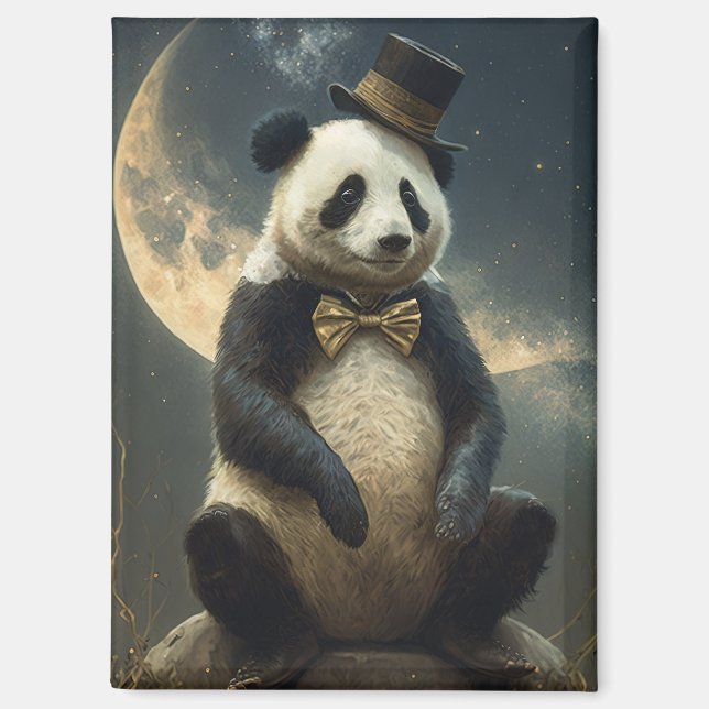 Vintage Moon Panda Bear Magnet (Front)