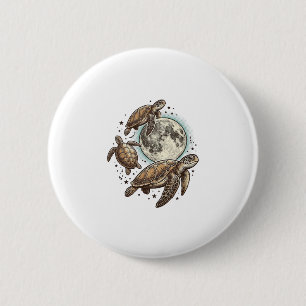 Vintage Moon Sea Turtle Engraving Shirt Design_1 2 Inch Round Button