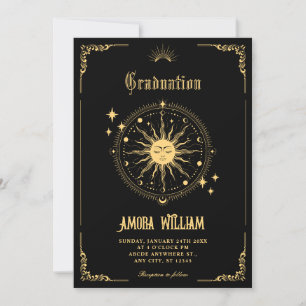 Vintage Moon Sun boho art symbol graduation Invitation