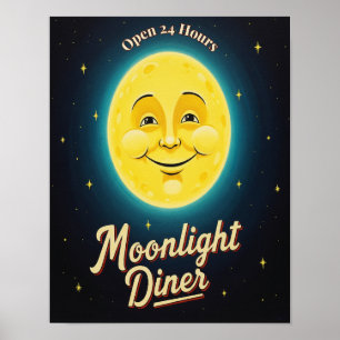  Vintage Moonlight Diner  Poster