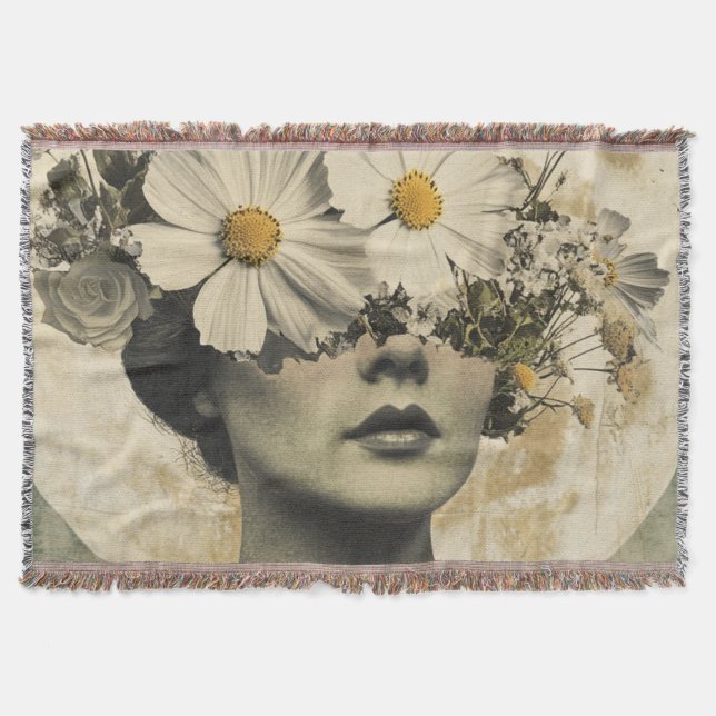 Vintage Moonlit - Boho Vintage Elegance Throw Blanket (Front)