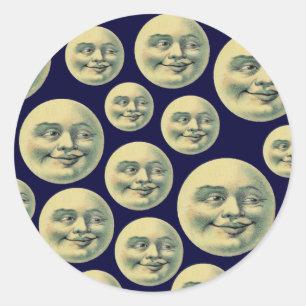 Vintage Moons Classic Round Sticker