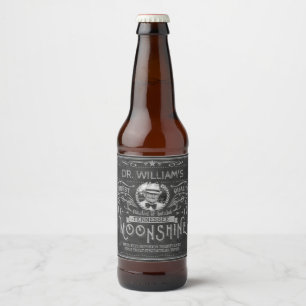 Vintage Moonshine Hillbilly Medicine Custom Grey Beer Bottle Label