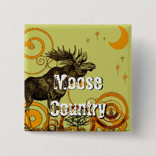 Vintage Moose Gifts 2 Inch Square Button