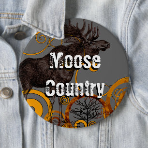 Vintage Moose Gifts 6 Inch Round Button