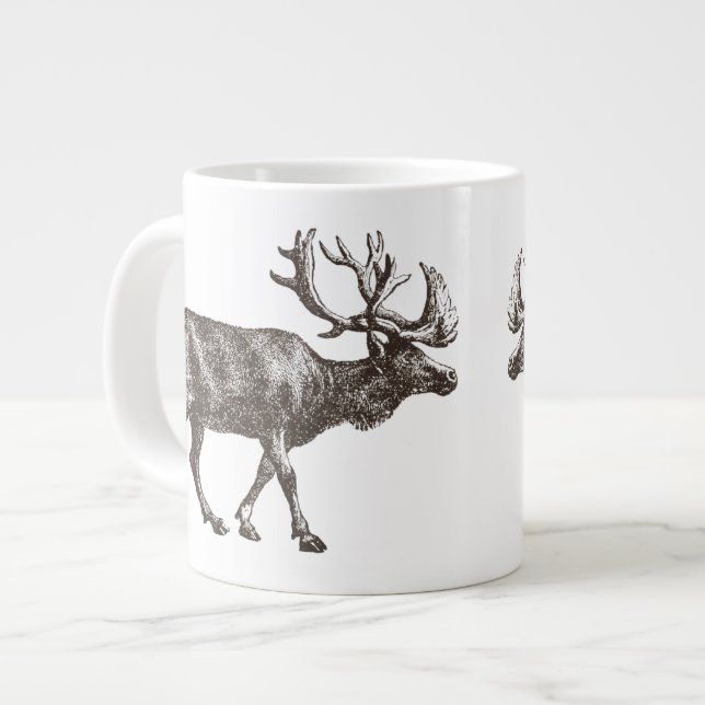 Vintage Moose Illustration Large Coffee Mug (Front Left)