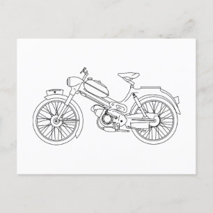 Vintage Moped PUCH MS 50 Black Scooter Postcard