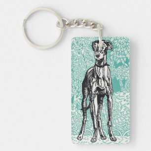 Vintage Moriz Jung Greyhound Art Fond Sarcelle