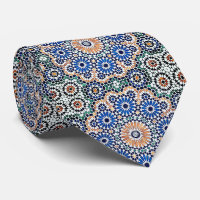 Vintage Moroccan Blue Floral Pattern Tie
