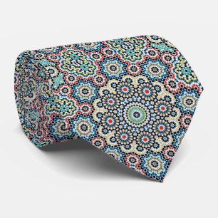 Vintage Moroccan Blue & Teal Pattern Tie