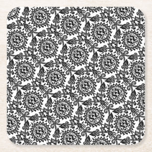 Vintage Moroccan Pattern Square Paper Coaster