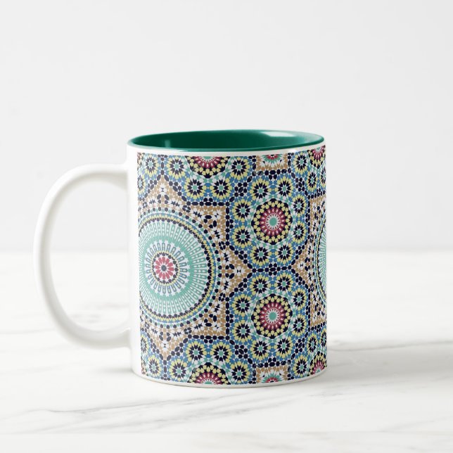 Vintage Moroccan Pattern  Two-Tone Coffee Mug (Left)