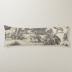 Vintage Moroccan Toile Camel Oasis Palm Tree  Body Pillow