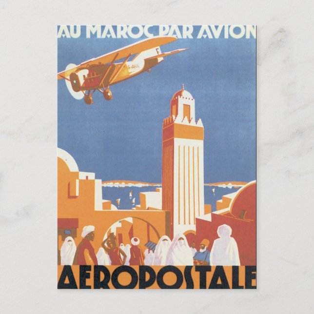 Vintage Morocco Aeropostale Mosque Postcard (Front)