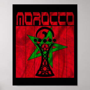 Vintage Morocco, I Love Morocco Map Morocco Soccer Poster