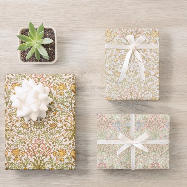 Vintage Morris Floral Hyacinth Flowers Pattern Wrapping Paper Sheet (Creator Uploaded)