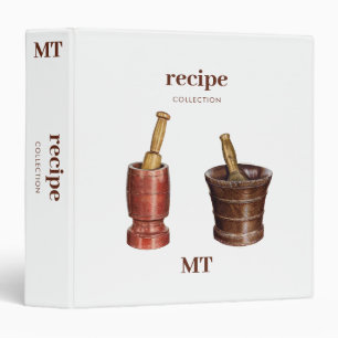 Vintage Mortar Pestles Recipe Cookbook Monogram  Binder