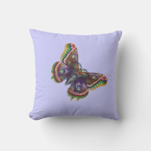 Vintage Moth Illustration Throw Pillow (Front)