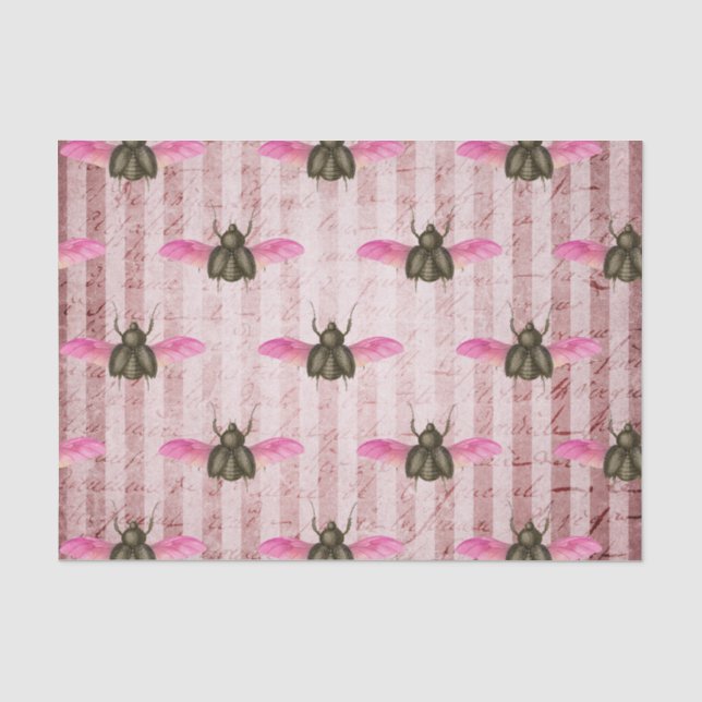 Vintage Moth Striped  Tissue Paper (Front)