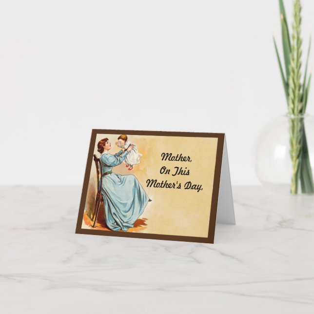 Vintage Mother And Baby Greeting Card (Front)
