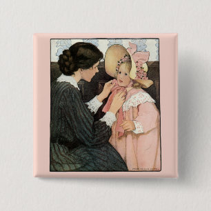 Vintage Mother and Child by Jessie Willcox Smith 2 Inch Square Button