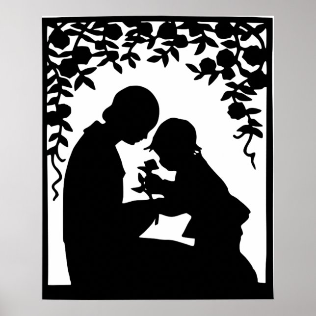 Vintage Mother and Child Silhouette Print (Front)
