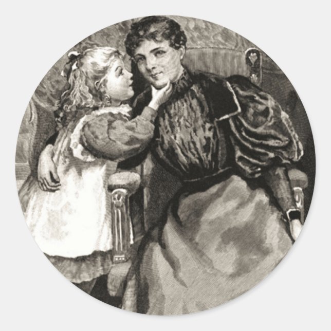 Vintage Mother and Daughter Classic Round Sticker (Front)