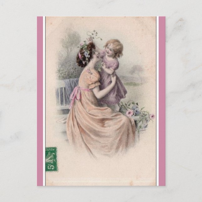Vintage Mother and Daughter Postcard (Front)