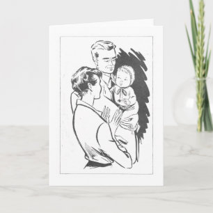 Vintage Mother and Father with Baby Card
