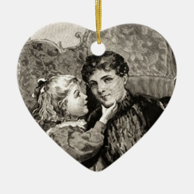 Vintage Mother and Little Girl Ornament (Front)