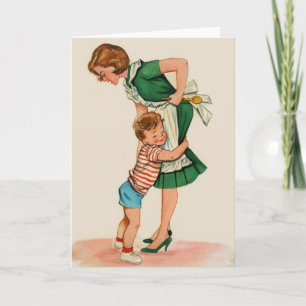 Vintage Mother and Son Hug Mother's Day Note Card