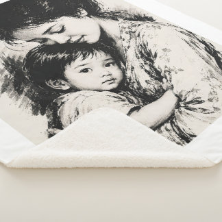 Vintage Mother & Child 1982 Sherpa Blanket 