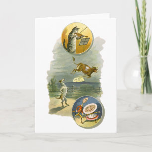 Vintage Mother Goose Nursery Rhyme Hey Diddle Card