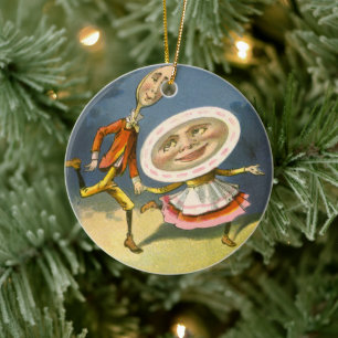 Vintage Mother Goose Nursery Rhyme Hey Diddle Ceramic Ornament