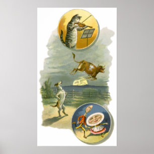 Vintage Mother Goose Nursery Rhyme Poem Poster