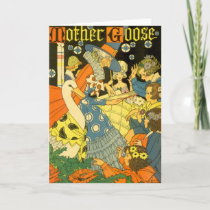 Vintage Mother Goose Reading Books to Children Card